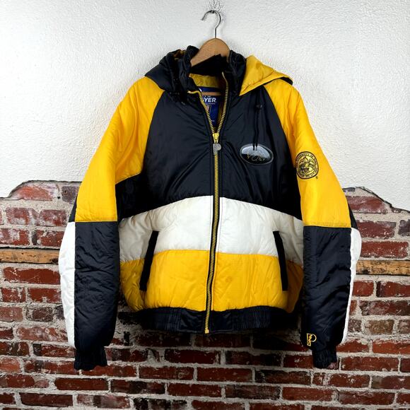 Vintage Pro Player Iowa Hawkeyes Jacket Size XL Yellow Black Puffer Zip Up NCAA - Picture 1 of 13